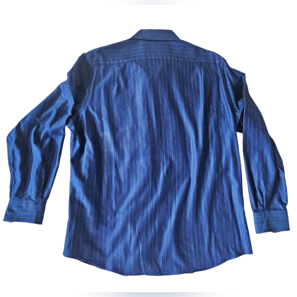 TOMMY BAHAMA Blue Pinstripe Cotton Shirt | SZ 16.5" - Picture 3 of 13